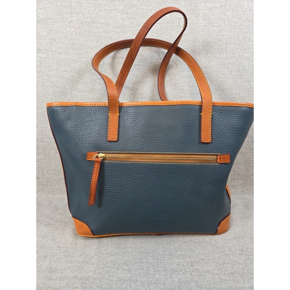 Dooney & Bourke Charleston Tote Bag Navy Blue Pebbled Leather Purse Handbag Logo - Picture 7 of 12